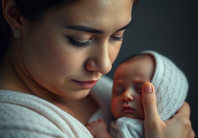 Surrogate mother holding hands with intended parents during pregnancy journey